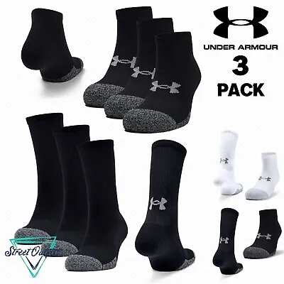 UA Under Armour Heatgear Long Crew Socks Low Crew Socks Golf 3 Pairs Pack Cotton • £10.69