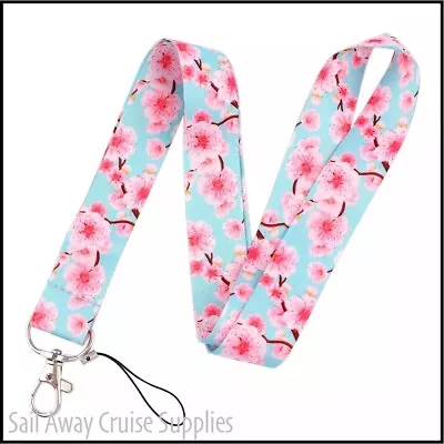 Cherry Blossom LANYARD. Neck Key ID Card Holder. BLUE. Japan. WorkTravelCruise • $9.95