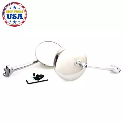 Pair Chrome Door Mirrors 4  Round For Ford F-100 250 Cadillac 70 80 Jaguar Xk150 • $80.78