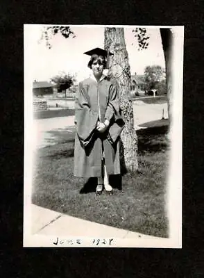 1928 Flapper Era Young Lady Graduation Cap & Gown Old/vintage Snapshot- G739 • $7.99