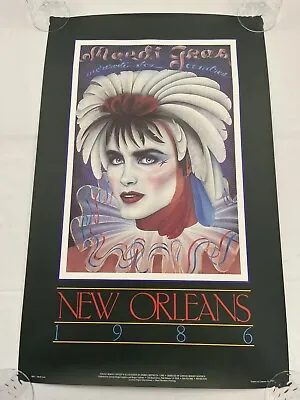 Vintage New Orleans Mardi Gras Poster By Andera Mistretta 1986 Art Print 30’X19’ • $39.99