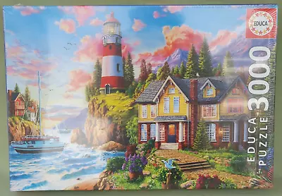 Educa 3000 Piece Jigsaw Puzzle ‘Lighthouse Near The Ocean’ (New Sealed Pack) • £12