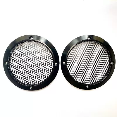 2 Pcs 3.5  Full Metal Alu Speaker Covers Mesh Grills For Car Audio Black Color • $29.99