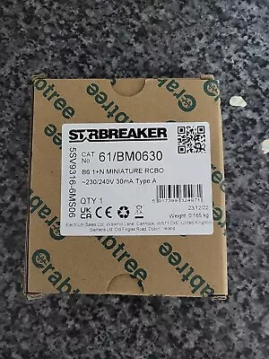 Crabtree 61/BM0630 6AMP TYPE B 6kA 30mA RCBO Starbreaker • £15