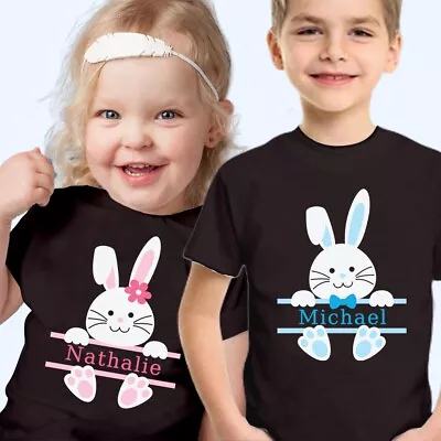 TSHIRT (1006) Personalised Kid Bunny Rabbit Easter Egg Custom Name Child T-Shirt • £9.99