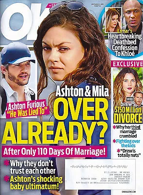 OK! Magazine Nov 2 2015 Mila Kunis Ashton Kutcher Drew Barrymore Kristen Stewart • £16.09