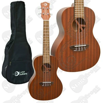 $255 • Buy Luna Concert Ukulele Laser Etched Maluhia Peace W/ Gig Bag - Ukemalu