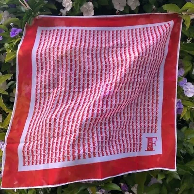 Red Monogram F Vintage Square Scarf • $20