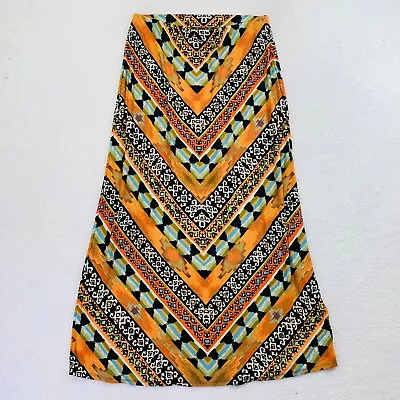 Eci New York A-Line Long Maxi Skirt Womens Size L Multicolor Geo Modest Church • $16