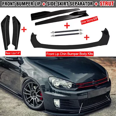 $48.90 • Buy For VW Golf GTI MK5 MK6 MK7 Front Bumper Lip Splitter Lower Spoiler + Strut Rods