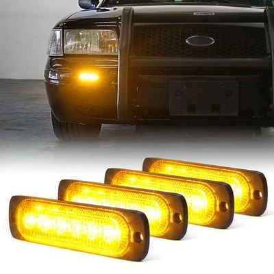 $21.59 • Buy Xprite 4pcs LED Side Marker Headlight Strobe Lights Bar Emergency Yellow / Amber
