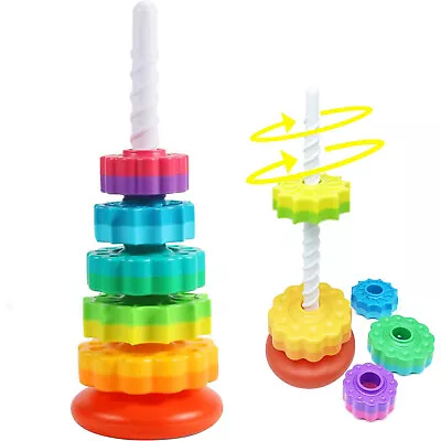 Baby Spinning Stacking Toy Kids Rainbow Tower Early Education Fun Learning Toys • £9.90