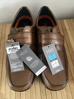 M&S Air Flex Wide Fit Brown Leather Shoes Size 8 New With Tags Rrp £60 • £25