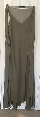 Ralph Lauren Polo Khaki Layered Maxi Dress UK14 • £16.50