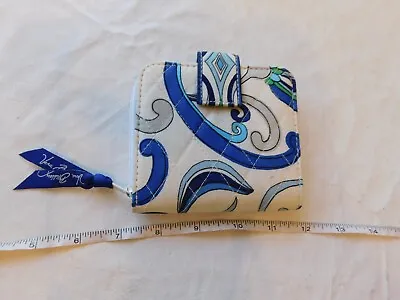 Vera Bradley Mediterranean White Blue Wallet Coin Purse Zip Snap Women's • $15.59