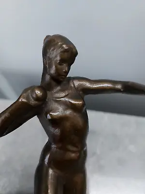 Vintage USSR Metal Figure Of SHOT PUT Girl Soviet Sport Figure • $80