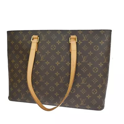 LOUIS VUITTON Logo Luco Shoulder Tote Bag Monogram Leather Brown M51155 84YD423 • $470