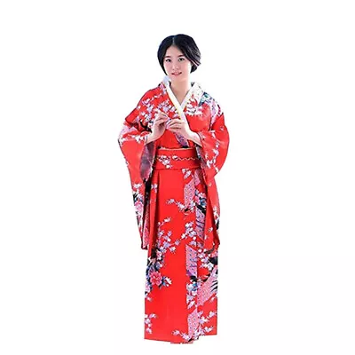 Japanese Kimono Costume Geisha Yukata Bathrobe Long Kimono Robe Blouse Cover • £28.49