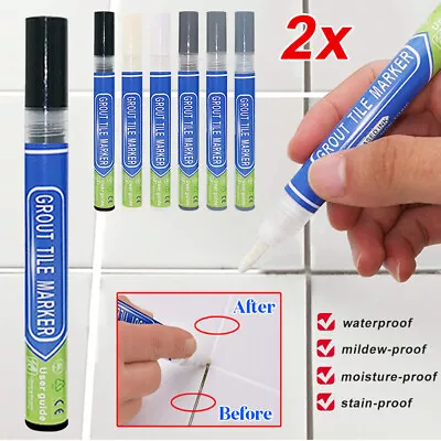 £3.19 • Buy 2x Tile Repair Pen Styling Wall Gap Refill Grout Refresher Marker Revive Restore