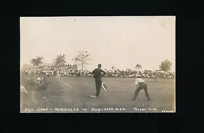 C 1910 RPPC Post Card Baseball Game Toulon IL Illinois Ministers V Business Men  • $45