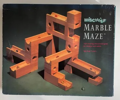 Vintage Wooden Marble Maze 22 Piece Construction Set Mischief Lagoon Games 1993 • £15