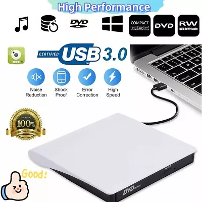 Slim External CD DVD Drive USB 3.0 Disc Player Burner Writer For Laptop PC Mac • $17.89