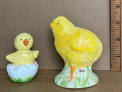 2 Teena Flanner Easter Pieces Standing Chick & Chick Emerging From Egg • $12