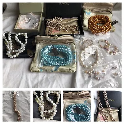 Signed HONORA Pearl 925 Sterling Silver Job Lot NecklacesEarrings Bracelets. • £28