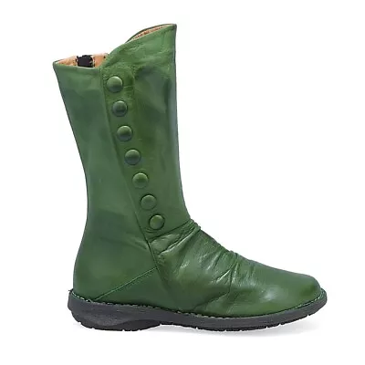 New Miz Mooz Leather Ruched Mid Calf Boots Petrillo Kiwi Size US 7.5-8 EUR 38 M • $71.99