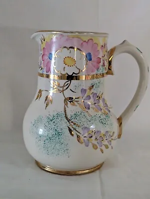 Tall Vintage Decorative Pink Floral Sadler Jug -  16cm High  • £6.99