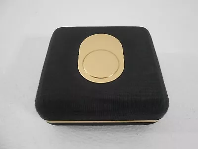 Vtg Monet Jewelry Travel Box Hinged Hard Case Black Gold Metal Glam 1960s • $29.95