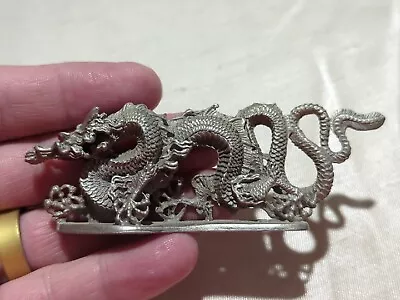 $0.99 • Buy Vintage Ral Partha Pewter Dragon W/ Red Rhinestone Eyes Figurine PP65 3 1/2 