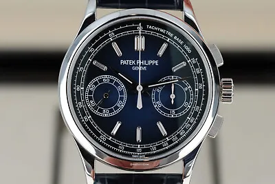 Patek Philippe 5170P Chronograph Platinum Bleu Degrade Noir Baguette 5170P-001 • $128995