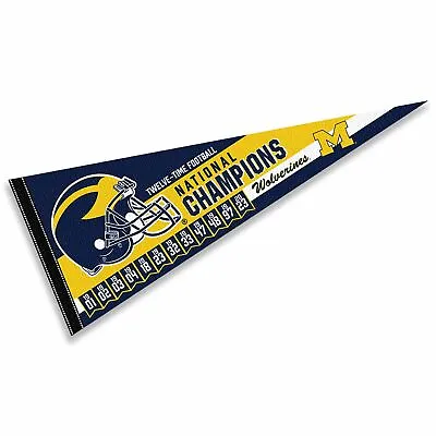 Michigan Team University Wolverines 12 Time Football National Champions Pennant • $14.95