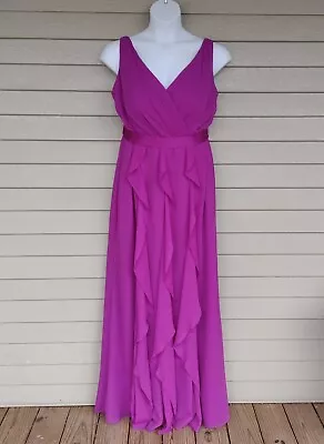 Vera Wang White Womens Violet Pink Chiffon Formal Dress Size 18 VW360189  Bridal • $84.99