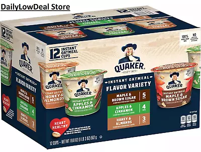 Quaker Instant Oatmeal Cups Variety Pack 19.8 Oz 12 CT Healthy Food FREE SHIP • $29.99