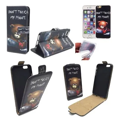 Phone Case Cover Faux Leather TPU Bookstyle Bear Don'T Touch My Phone Wallet • $25.18
