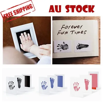 $15.99 • Buy Newborn Baby Footprint Handprint  Photo Frame Kit Safe Inkless Wipe Gift Pet Paw