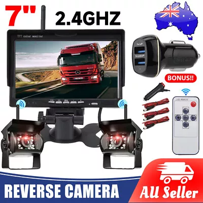 7 Inch LCD Monitor Reverse Camera Reversing Truck Caravan Rear View Kit Recorder • $113.45