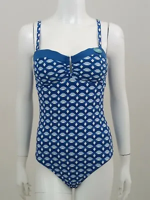 M&S Collection Bandeau Swimsuit Blue Mix Pattern Removable Straps NWOT F1 • £7.99