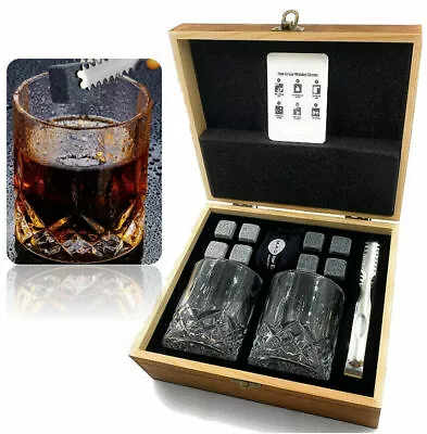 Whisky Glass Granite Stones Gift Set Crafted Wooden Box Whiskey Xmas Birthday AU • $108.78