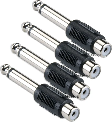 £3.65 • Buy 4 X 6.35 Mm Mono Jack Male 1/4  Plug To RCA Phono Female Socket Adapter
