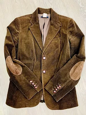 J Crew Women’s Blazer Jacket Coat Corduroy Brown Lined Leather Elbow Patches 4 • $37.44