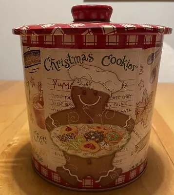 Christmas Gingerbread Cookie Tin Canister Country Store Style  Jar Jo-Ann's 2003 • $10