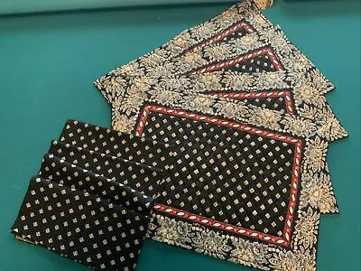 Vera Bradley Retired Classic Black Reversible Set 4 Placemats & 4 Napkins • $50