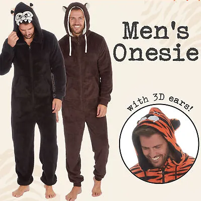 £29.99 • Buy Adult Mens 1Onesie Animal Hoooded Novelty Boys All In One PJs One Piece Pyjama