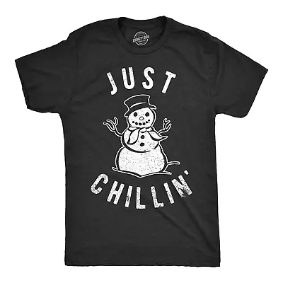 Mens Just Chillin Snowman T Shirt Hilarious Saying Funny Christmas Novelty Guys • $9.50