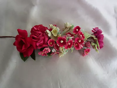 Vintage Millinery Flowers BOUQUET Nosegay Silk Mulberry Fuschia Forget-Me-Not • $20