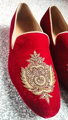 UK Size 10 Asian Wedding  Groom Mens Pakistani Indian Footwear Shoes (Red) • £35