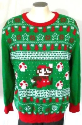 $40 • Buy Super Mario Bros. Green XXL Christms Sweater Cotton Blend